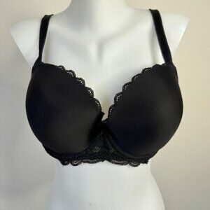 Victoria's Secret Bra Dream Angels Lined Demi Black Scallop Lace Trim Sz 34DDD
